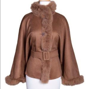 Camel Colored Capana Baby Alpaca Fur Wool Cape